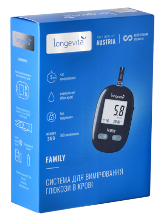 Глюкометр Longevita Family Система для вимірювання глюкози в крові 1
