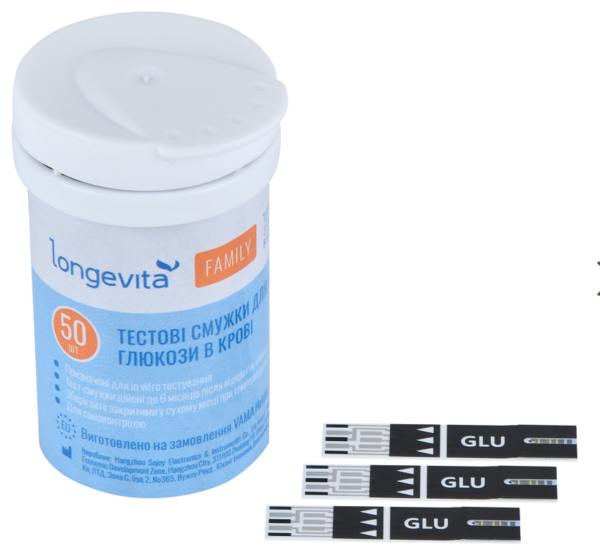 Тестові смужки для вимірювання глюкози в крові Longevita Family (50шт.) 4