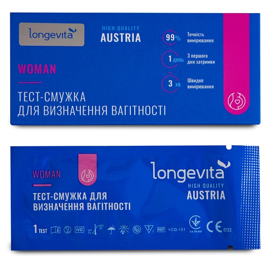 Тест-смужка для визначення вагітності Longevita Woman TS/1 2